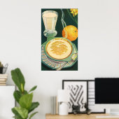 ヴィンテージ ヘルシー フード、飲料、ヘルシーな朝食 ポスター (ホームオフィス)