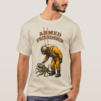 ヴィンテージ ヘルメット ダイバー 大きなタコをなでる URM Tシャツ
