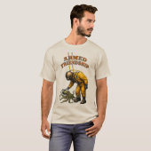 ヴィンテージ ヘルメット ダイバー 大きなタコをなでる URM Tシャツ (正面フル)