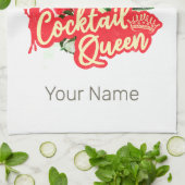 ヴィンテージ・ヘン・バチェロレッテ・パーティー　コクテール・クイーン キッチンタオル (折り畳み)