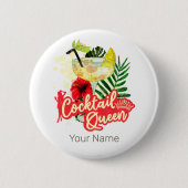 ヴィンテージ・ヘン・バチェロレッテ・パーティー　コックテール・クイーン 缶バッジ (正面)
