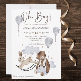 ヴィンテージ ベア ベイビー ボーイ シャワーの招待状 招待状