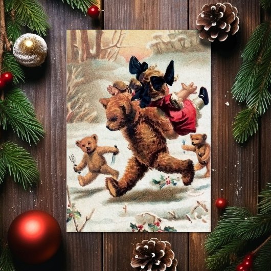 ヴィンテージ ベア 子供を盗む クリスマスカード