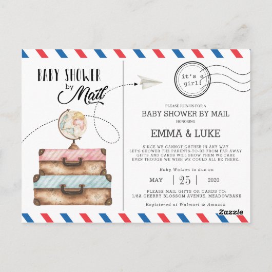ヴィンテージ ベイビー シャワーメール 長距離送料 ポストカード (裏面)