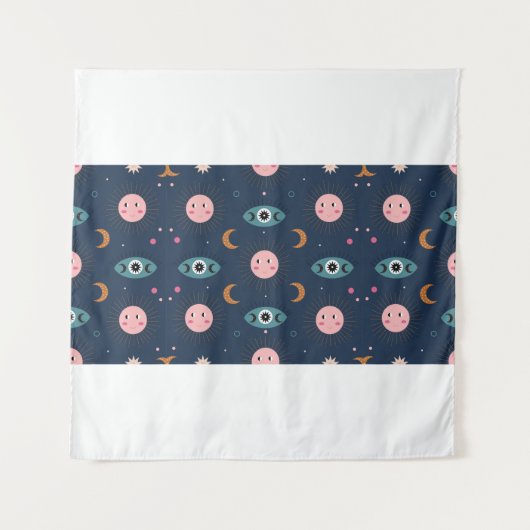 ヴィンテージ ベイビー ボホ シームレス パターン。ヒッピーチックの背景。ボヘミアンの抽象的な形の要 タペストリー (正面)