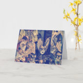 ヴィンテージ·ベネチアカーニバル·マスク カード (黄色い花)