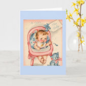 ヴィンテージ-ベビーの贈り物 カード (黄色い花)