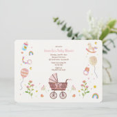 ヴィンテージ ベビーカー シャワー 招待状 (スタンド正面)