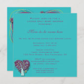 ヴィンテージ ベビーシャワー, アクア ラブ ハーツ ツリー 招待状 (正面/裏面)