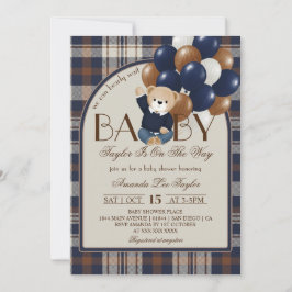 ヴィンテージ ベビーシャワー Bearly Wait 招待状