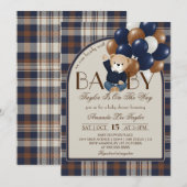 ヴィンテージ ベビーシャワー Bearly Wait 招待状 (正面/裏面)