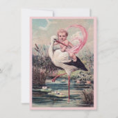 ヴィンテージ·ベビー·ガール·ライディング·ストーク·バース·アナウンス 案内状 (正面)