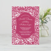 ヴィンテージ·ベリー·レッド·ダマスク·ブライダル·シャワーの招待 招待状 (スタンド正面)