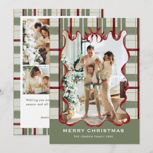 ヴィンテージ ベルベット クリスマス レッド ボウ コケッタ 5 フォト (正面/裏面)