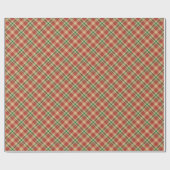ヴィンテージ ベージュ 赤 緑 Plaid 斜め模様 ラッピングペーパー (フラット)