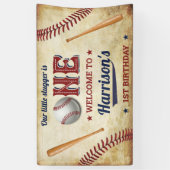 ヴィンテージ ベースボール ボーイズ 1歳の誕生日おめでとう 横断幕 (縦)