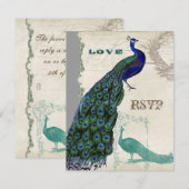 ヴィンテージ　ペコック5 - フォーマル　ウェディング　インビテーション エンクロージャーカード (正面/裏面)