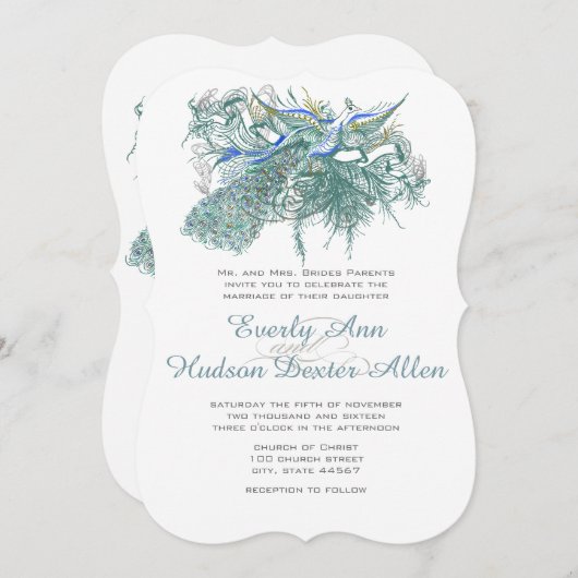 ヴィンテージ　ペコック　ウェディング　招待状 招待状 (正面/裏面)