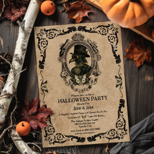 ヴィンテージ ペストドクター ゴシック ハロウィンパーティー 招待状