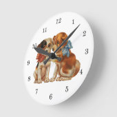 ヴィンテージ ペット アニマルズ, 子犬の恋愛 子供服の子犬たち ラウンド壁時計 (傾斜)