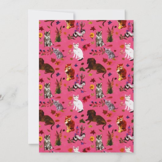 ヴィンテージ ペット ネコ 犬 フラワー ガーデン パーティー シーズンカード (正面)