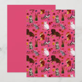 ヴィンテージ ペット ネコ 犬 フラワー ガーデン パーティー シーズンカード (正面/裏面)