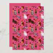 ヴィンテージ ペット 猫 犬 花園パーティー シーズンカード (正面/裏面)