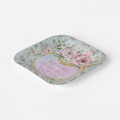 ヴィンテージ ペリウィンクル ピオニー ブライダル シャワー ティーパーティー ペーパープレート (傾斜あり)