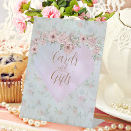 ヴィンテージ ペリウィンクル ピーオニー ブライダルシャワー ティーパーティー 台座サイン