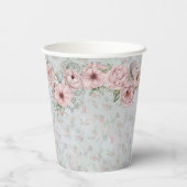 ヴィンテージ ペリウィンクル ピーオニー ブライダルシャワー ティーパーティー 紙コップ (裏面)