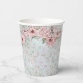 ヴィンテージ ペリウィンクル ピーオニー ブライダルシャワー ティーパーティー 紙コップ (正面)