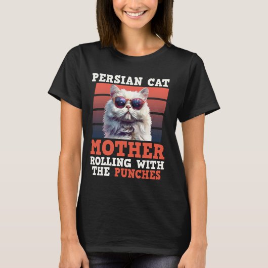 ヴィンテージ ペルシャ猫の母はパンチで転がる Tシャツ (正面)