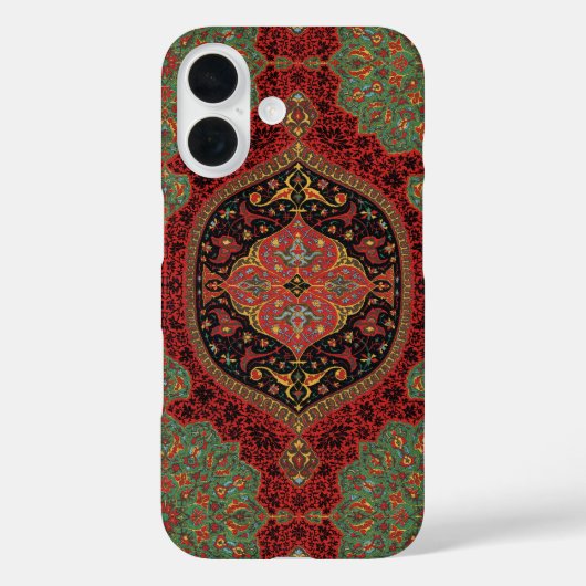 ヴィンテージ ペルシャ絨毯パターン 赤 緑 アラベスク Case-Mate iPhoneケース (裏面)
