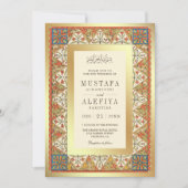 ヴィンテージ ペルシャ ゴールド フレーム クリーム ムスリム ウェディング 招待状 (正面)