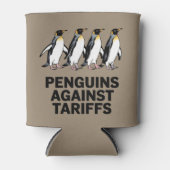 ヴィンテージ・ペンギンが関税に抗議する面白いデザイン 缶クーラー (正面)