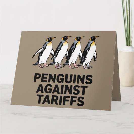 ヴィンテージ ペンギンが関税に抗議 面白い カード (正面)