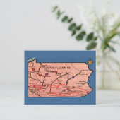 ヴィンテージ ペンシルベニア州 マップ ポストカード (スタンド正面)