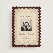 ヴィンテージ ペーパー レース ブルゴーニュ Save the Date