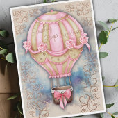 ヴィンテージ ホットエアバルーン バレンタインデー 箔シーズンカード