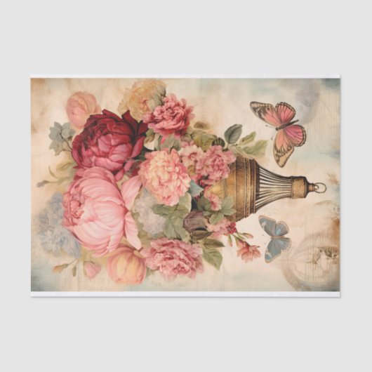 ヴィンテージ ホットエアバルーン フラワーズ ティッシュペーパー 薄葉紙 (正面)