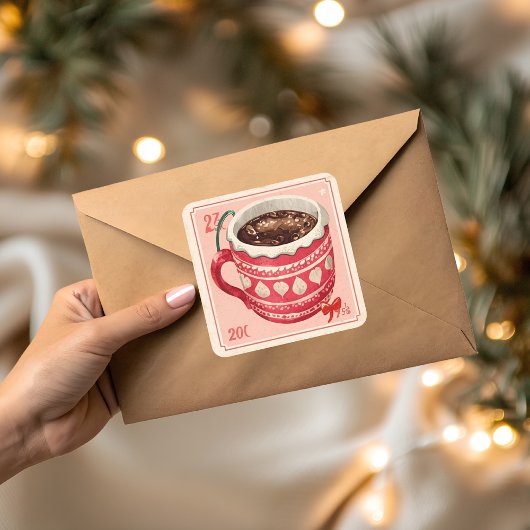 ヴィンテージ・ホットココア・クリスマス スクエアシール