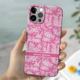 ヴィンテージ ホットピンク トワル・ド・ジュイ プリント iPhone 16ケース
