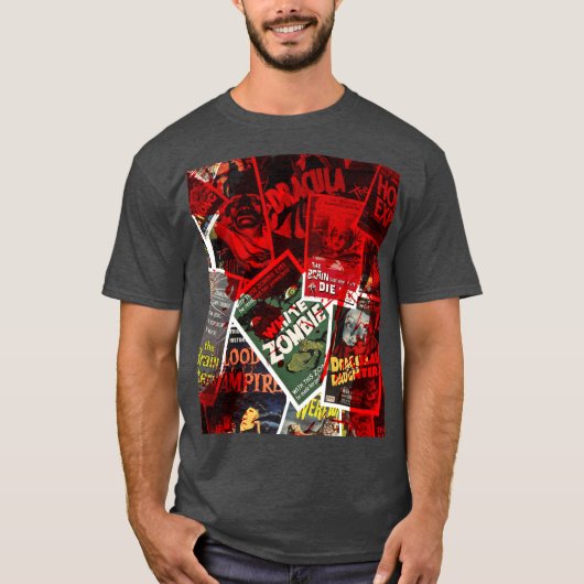 ヴィンテージ ホラー映画コラージュ セシウム少年 Tシャツ (正面)