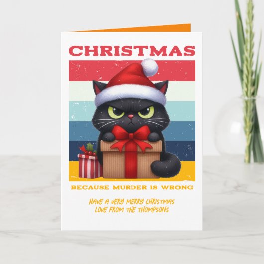 ヴィンテージ ホリデー おもしろ猫 レトロ クリスマス 写真 (正面)