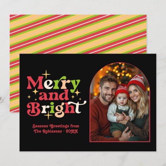 ヴィンテージ ホリデー レトロ クリスマス ファミリー フォト (正面/裏面)