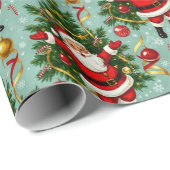 ヴィンテージ ホリデー ワンピース：サンタ＆ツリー ジュビリー ラッピングペーパー (ロールコーナー)