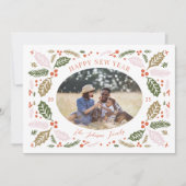 ヴィンテージ ホリーの実 オーバル フォト | カラフルで明るい シーズンカード (正面)