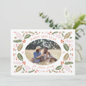 ヴィンテージ ホリーの実 オーバル フォト | カラフルで明るい シーズンカード (スタンド正面)