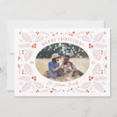 ヴィンテージ ホリーベリー オーバル フォト | ブライトレッド ピンク シーズンカード (正面)