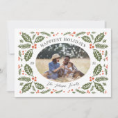 ヴィンテージ ホリーベリー オーバル フォト | 緑と赤 シーズンカード (正面)